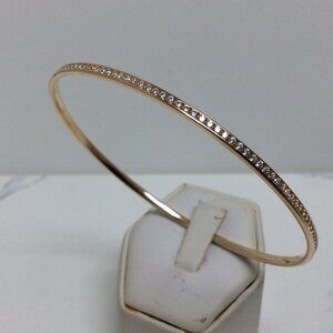 14K Yellow Real Solid GOLD  BANGLE CZ Zirconia Bangle Bracelet 6.70gr  71/2''